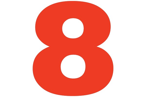 Bold Red Number Eight