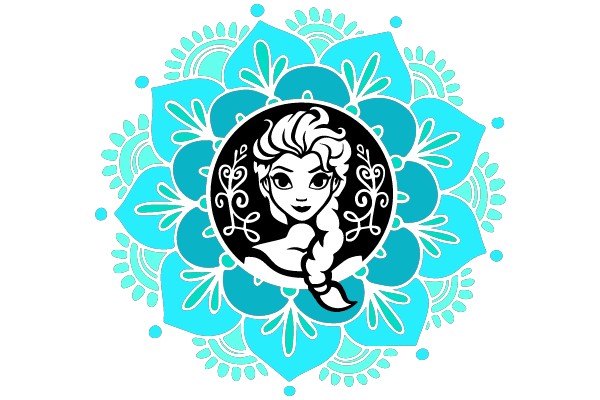 Frozen Mandala: A Magical Character's Enchanted Floral Portrait