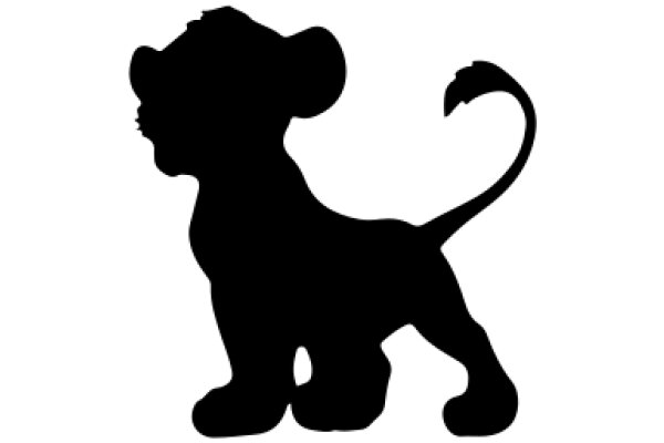 A Silhouette of a Lion-like Figure with a Tail, Standing on a White Background.