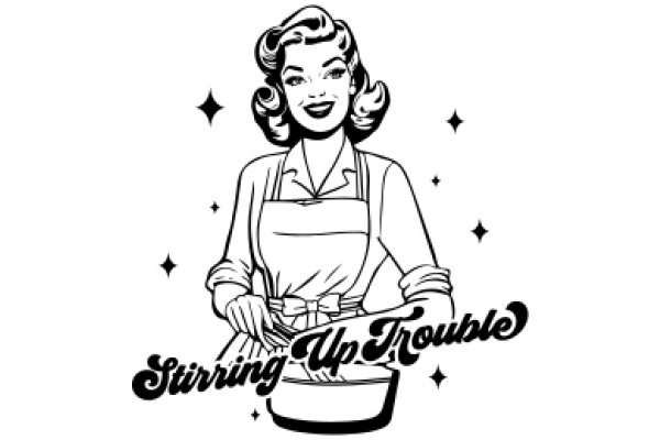 Stirring Up Trouble: A Classic Illustration of a Vintage Baker