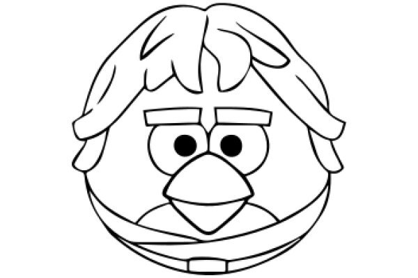 A Simple Line Drawing of a Cartoon Bird
