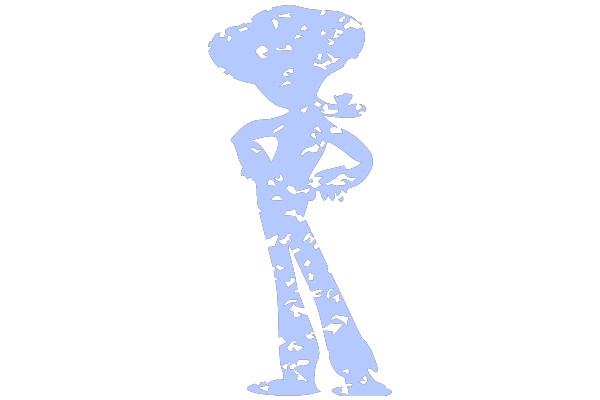 Stylized Blue Silhouette of a Person with Detailed Patterns