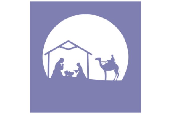 A Silhouette of a Peaceful Scene: A Family Gathers Under a Gazebo with a Camel in the Background