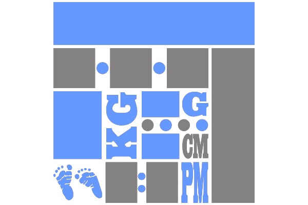 Blue and Gray Blocks and Footprints