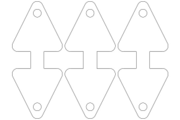 Simplified Design: A Set of Four Triangular Shapes with Circles at the Top
