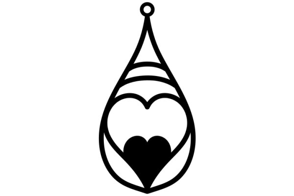 A Simple Line Drawing of a Heart-Shaped Cake Topper