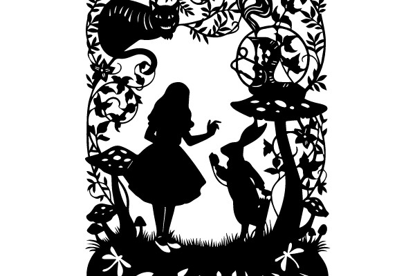 Whimsical Silhouette: Alice and the Cheshire Cat