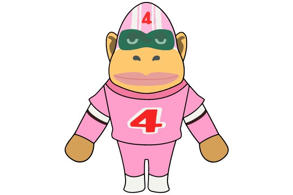 Cheerful Monkey Mascot: The Number 4's Champion