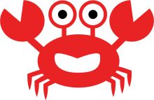 Vibrant Red Cartoon Crab with Eyes and Antennae