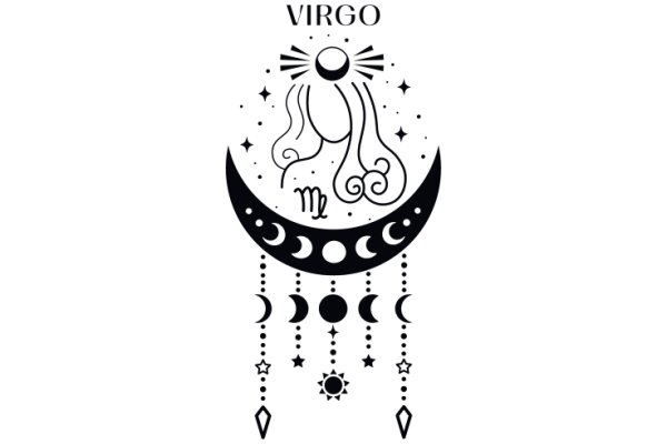Virgo Zodiac Sign: A Stylish Illustration with Astrological Symbols and Elements