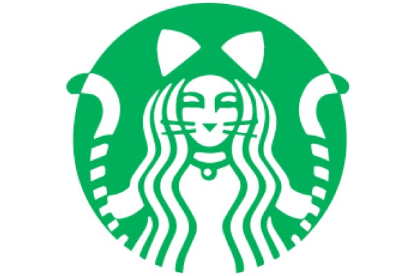 Stylized Starbucks Logo with a Cat's Face