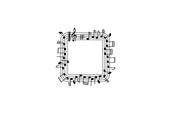 Musical Notes Surrounding a Blank Space