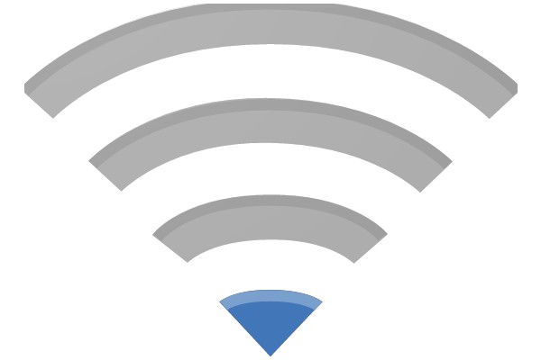 Wi-Fi Signal Icon with a Blue Arrow Indicating Direction