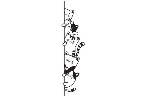 A Playful Scene of Cats Peeking from Behind a Pole