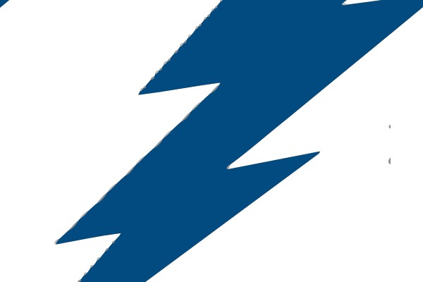 A graphic of a stylized lightning bolt in a blue shade.
