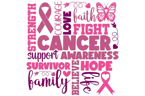 Empowerment and Support: A Collection of Words and Symbols for Breast Cancer Awareness