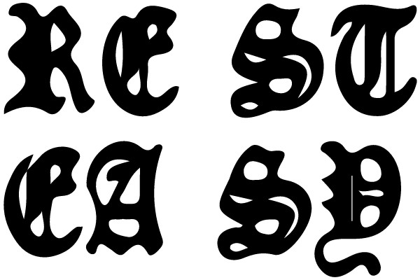 Black Gothic Style Text on White Background