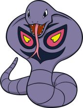 Whimsical Cartoon Character: A Purple Snake with a Pink Tongue and a Yellow Eye