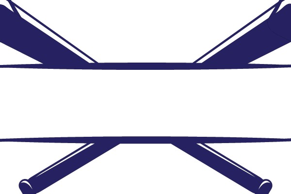 Crossed Baseball Bats with Space for Text