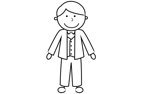 A Simple Line Drawing of a Smiling Man in a Suit