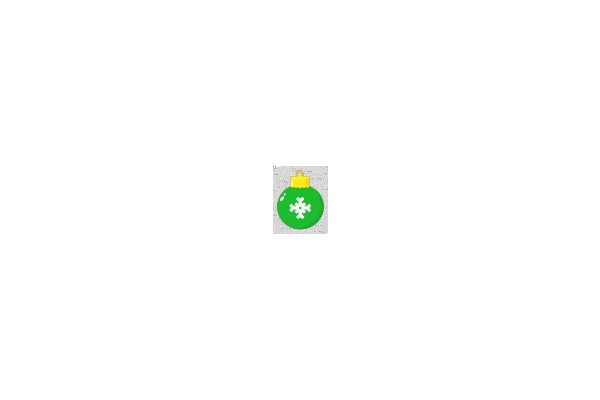 A Green Ornament with a Yellow Top and a White Snowflake Design