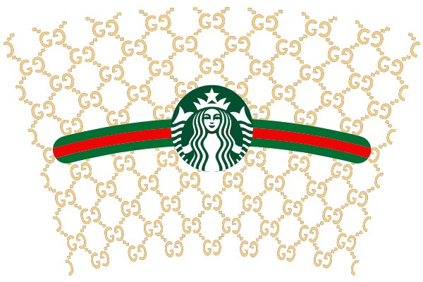 Starbucks Logo with Gold Pattern Background