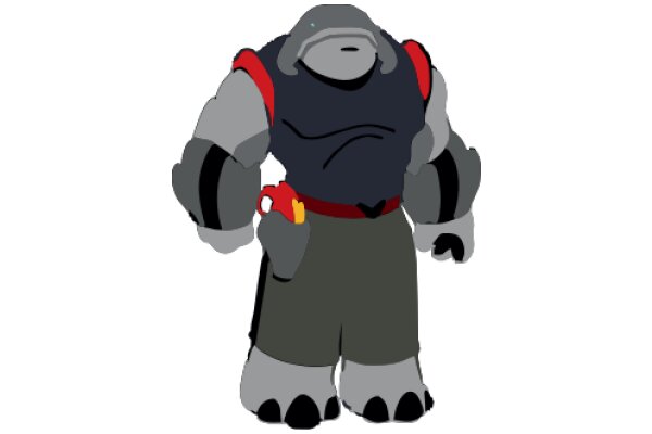 An AI-Generated Character: A Grey and Red Robot with a Heart-Shaped Emblem