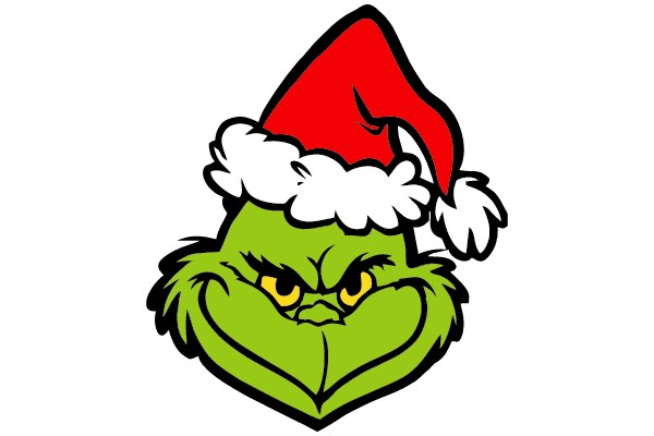 A Grinch wearing a Santa hat.