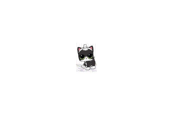 Whimsical Kitty with Striped Background