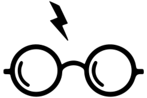 Stylized Icon of Eyeglasses with a Lightning Bolt
