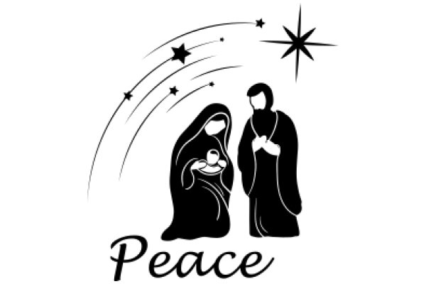 A Silhouette of Peace and Love: A Starry Night with a Couple and a Star