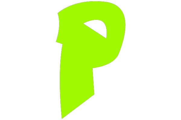 Bold Lime Green Letter P on Black Background