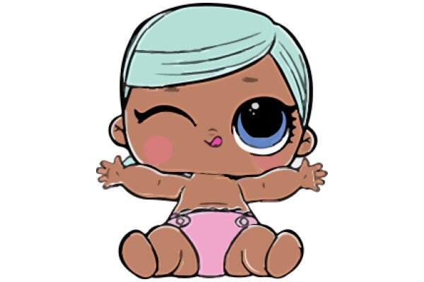 Adorable Animated Character: A Cute Cartoon Baby with Blue Eyes and Blonde Hair