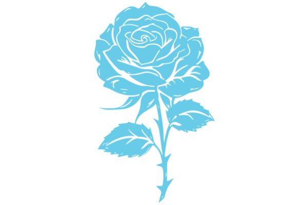 A Vibrant Blue Rose with Leaves