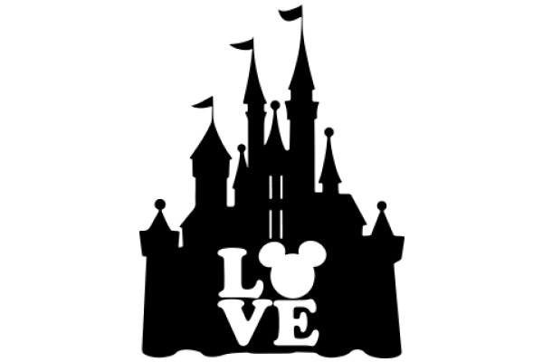A Silhouette of a Castle and the Word 'Love' in a Disney-Inspired Font