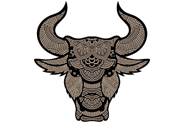 Stylized Bull Head with Intricate Designs