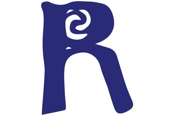 Blue Letter R with White Swirl
