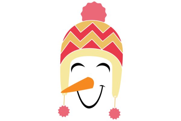 A Whimsical Winter Character: A Smiling Carrot with a Cheeky Hat and Earrings