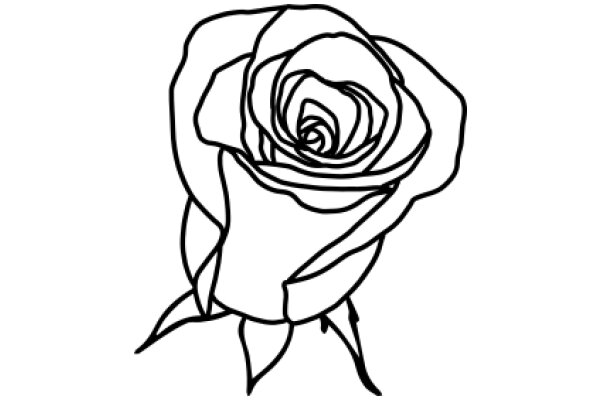A Simple Line Drawing of a Rose