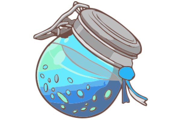 A Blue Jar with a Handle, Floating in a White Background