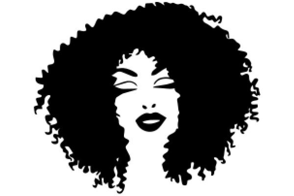 Stylized Portrait of a Woman with Curly Hair and a Painted Mouth