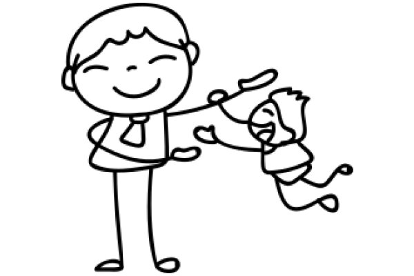 A Playful Interaction: A Cartoon Character and a Human-like Figure Engage in a Friendly Hug