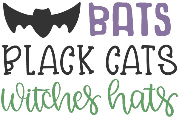 Bats, Black Cats, Witches Hats