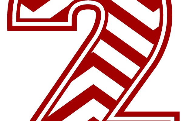 Number Two in Red and White Chevron Pattern