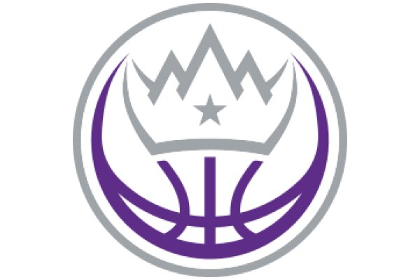 Purple and Silver Logo with Mountain and Basketball Design