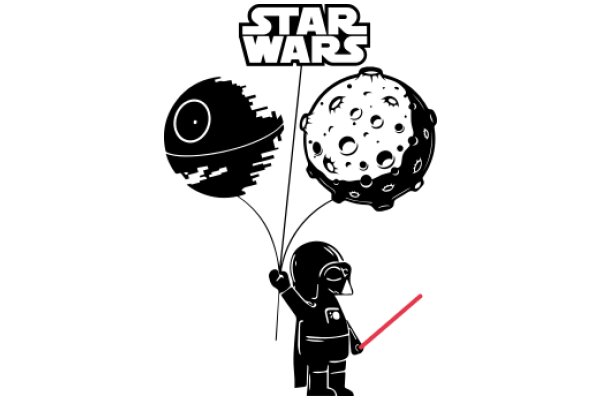 A Playful Tribute to Star Wars: A Darth Vader Figure and a Death Star Balloon