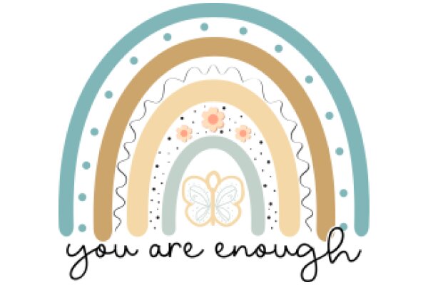 A Colorful Rainbow with a Flower and the Words 'You Are Enough' at the Bottom