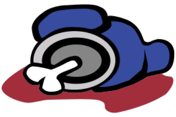 A Playful Scene of a Blue Character with a Gray Hat and a White Bone, Resting on a Red Surface.
