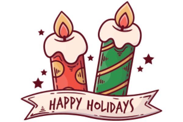 Celebrating the Festive Season: A Digital Illustration of Two Candles with the Warm Wishes of 'Happy Holidays'