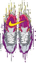 Vibrant Sneakers Splattered with Colorful Paint